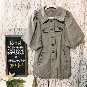 { Maude } Grey Houndstooth Short Sleeve Pea Coat